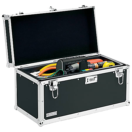 Vaultz® Locking Tool Storage Box, 11 1/2" x 20 1/4" x 10 1/2", Black
