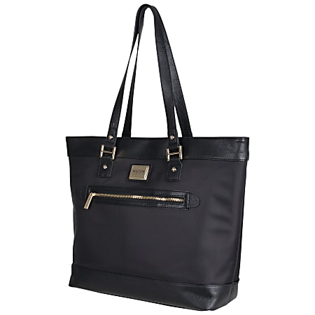 Kenneth Cole Reaction Nylon Twill Work Tote With 16 Laptop Pocket Black Office Depot
