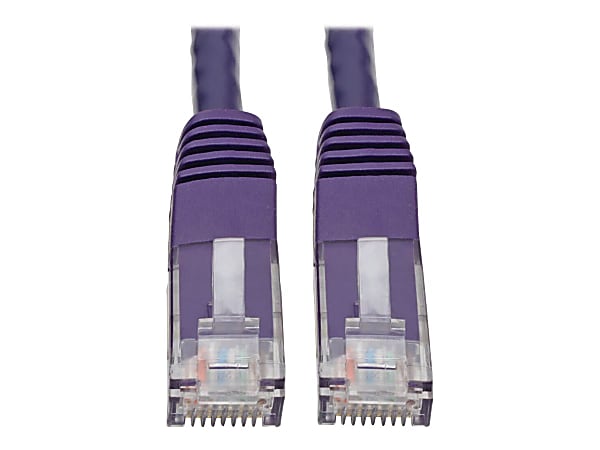 Tripp Lite Cat6 Cat5e Gigabit Molded Patch Cable RJ45 MM 550MHz Purple 15ft - 128 MB/s - Patch Cable - 15 ft - 1 x RJ-45 Male Network - 1 x RJ-45 Male Network - Gold Plated Contact - Purple