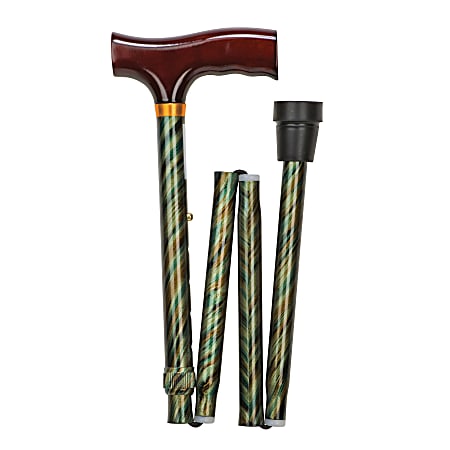DMI® Fancy Adjustable Derby-Top Folding Cane, 37", Green Cyclone