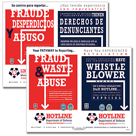 ComplyRight™ Department Of Defense Fraud And Whistleblower Hotline Poster, Bilingual, 17" x 11"
