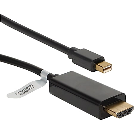 QVS 10ft Mini DisplayPort/Thunderbolt to HDMI Digital Video Black Cable - 10 ft HDMI/Mini DisplayPort A/V Cable  - MDPH10BK