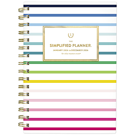 Simplified by Emily Ley for AT-A-GLANCE® 2026 Weekly Monthly Planner, Happy Stripe, Small, 5 1/2" x 8 1/2"