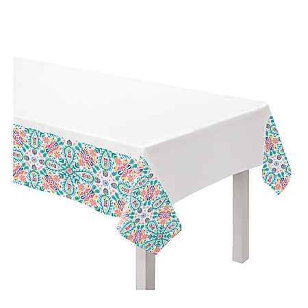 Amscan Fabric Table Cover, 60" x 104", Boho Vibes