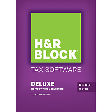H&R Block® Tax Software 15 Deluxe, Federal And State, Windows, Download