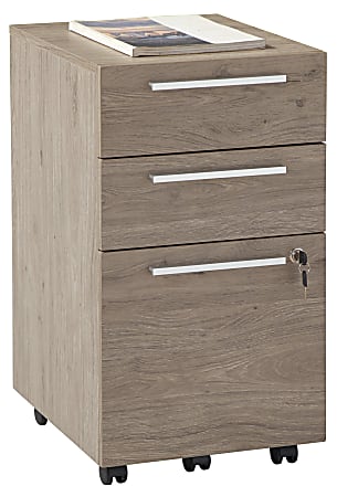 3 Drawer Mobile File Cabinet Light Oak