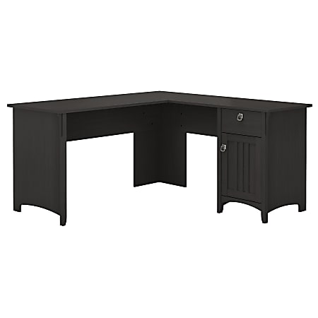 Bush Furniture Salinas L Shaped Desk With Storage, Vintage Black, Standard Delivery