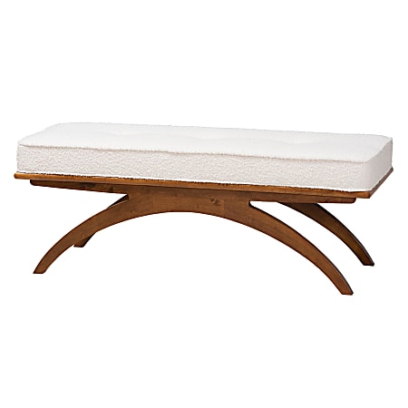 Baxton Studio Orella Japandi Bench, 18-5/16”H x 47-1/4”W x 17-3/4”D, Cream/Walnut Brown