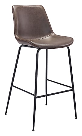 Zuo Modern Byron Bar Chair, Brown/Black