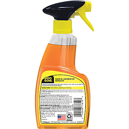 Goo Gone Spray Gel - 12 oz (0.75 lb)Bottle - 6 / Carton - Non-drip - Orange