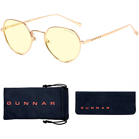 GUNNAR Gaming & Computer Glasses - Infinite, Gold, Amber-React Tint - Gold Frame/Amber React Lens
