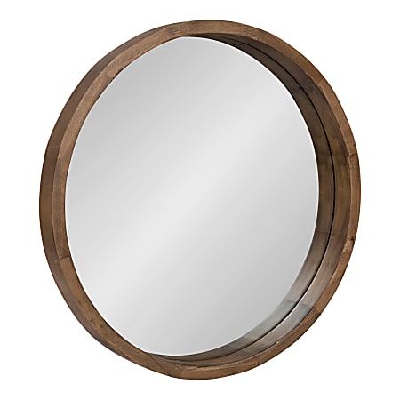 Uniek Kate And Laurel Hutton Round Mirror, 22”H x 22”W x 2-3/16”D, Rustic Brown