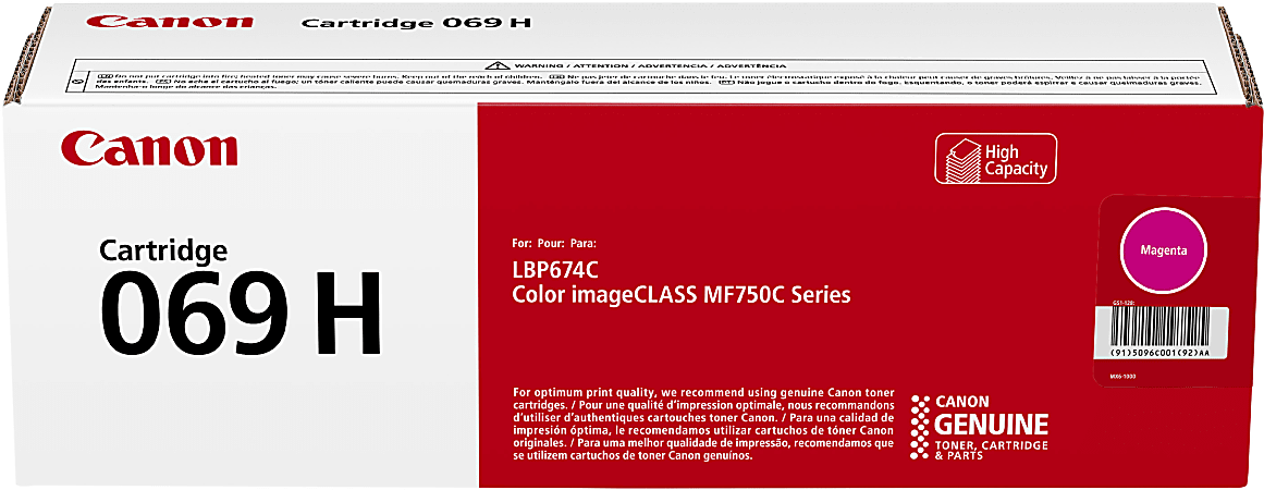 Canon 069 High-Yield Toner Cartridge, Magenta, 5069C001
