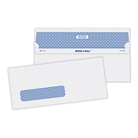 Quality Park® #10 Reveal-N-Seal Business Security Window Envelopes, Bottom Left Window, Self-Sealing, White, Box Of 500