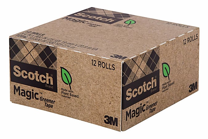 Scotch® Greener Magic™ Tape, Invisible, 12 Tape Rolls, 3/4 in x 900 in, 81212CP