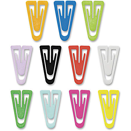 Gem Office Products Triangular Plastic Paper Clips, Medium, Assorted Colors, Box Of 500 Paper Clips