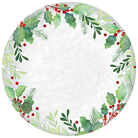 Amscan 431228 Christmas Holly Round Melamine Platters, 14", Multicolor, Set Of 2 Platters