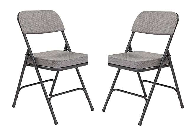 National Public Seating 3200 Series Deluxe Upholstered Folding Chairs, Charcoal Gray, Set Of 2 Chairs