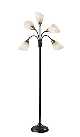 Adesso® Simplee 5-Light Floor Lamp, 67”H, White/Black