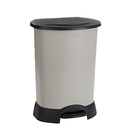 Rubbermaid® Step-On Container, 30 Gallons, 34" x 24" x 19 5/8", Platinum