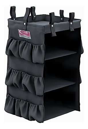 Suncast Commercial 3-Sided Housekeeping Bag With Shelves, 29-13/16"H x 15-13/16"W x 12-1/2"D, Black