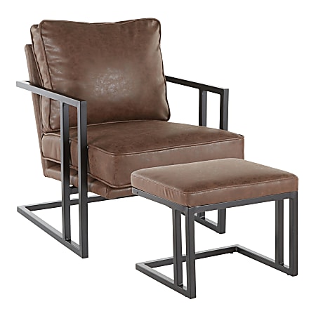 LumiSource Roman Lounge Chair And Ottoman Set, Black/Espresso
