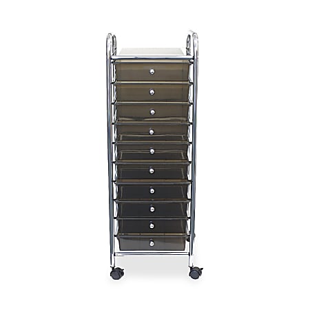 Advantus 10-Drawer Organizer With Casters, 37 1/2"H x 15 1/2"W x 13"D, Smoke