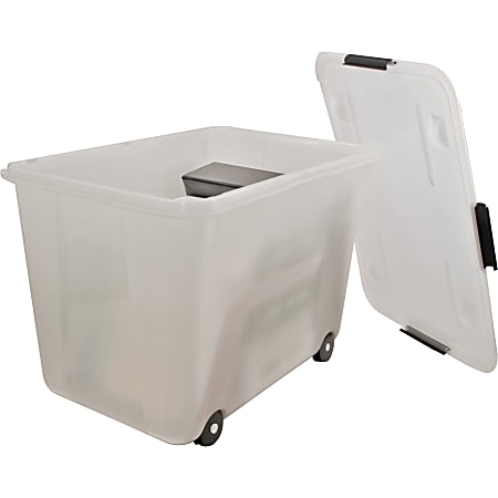 Advantus 15-gallon Rolling Storage Tub - External Dimensions: 23.8" Width x 15.8" Depth x 15.8" Height - 15 gal - Stackable - Plastic - Clear - For Document - 1 Each