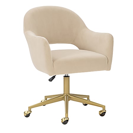 Powell Bogart Velvet Mid-Back Office Chair, Camel/Gold