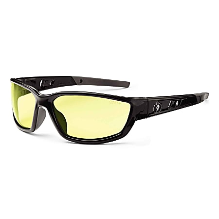 Ergodyne Skullerz® Safety Glasses, Kvasir, Black Frame, Yellow Lens