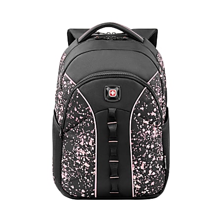 Wenger Sun Laptop Backpack BlackPink Paint Splatter Office Depot