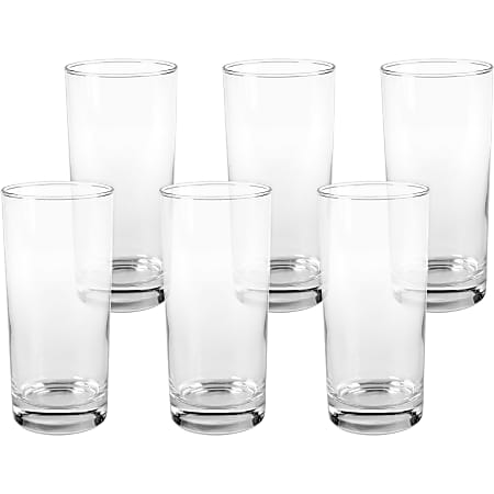 Office Settings Riviera Drinking Glasses, 16 Oz, Clear, Box Of 6