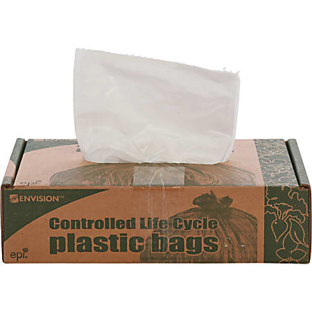 Controlled Life Cycle Trash Garbage Bags, 0.7 mil, 13-Gallon, White, Box Of 120