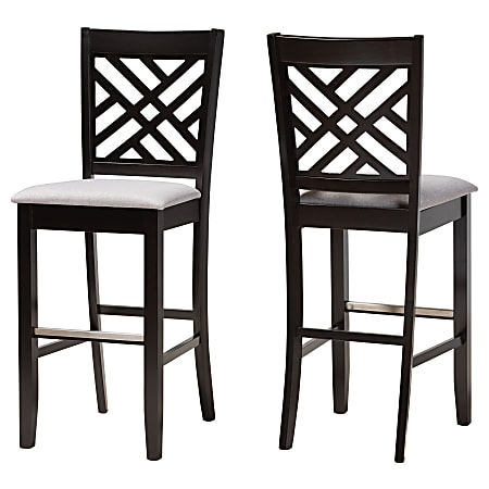 Baxton Studio Jason Bar Stools, Espresso Brown/Gray, Set Of 2 Stools