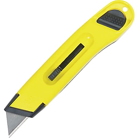 RW Base Yellow Utility Knife / Box Cutter - Anti-Slip Handle - 6 1/2 inch - 4 Count Box