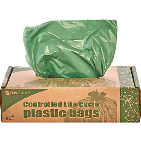 Stout&reg; Controlled Life Cycle Plastic Bags, 1.10-mil, 33 Gallons, 33" x 40", Green, Box Of 40