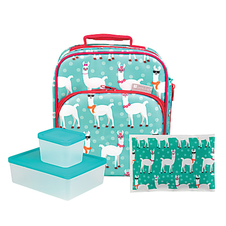 Bentology 4-Piece Lunch Kit, Llama, Turquoise