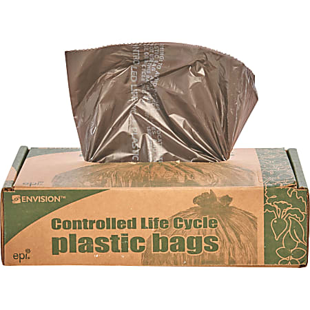 Controlled Life Cycle Trash Garbage Bags, 1.1 mil, 39-Gallon, Brown, Box Of 40