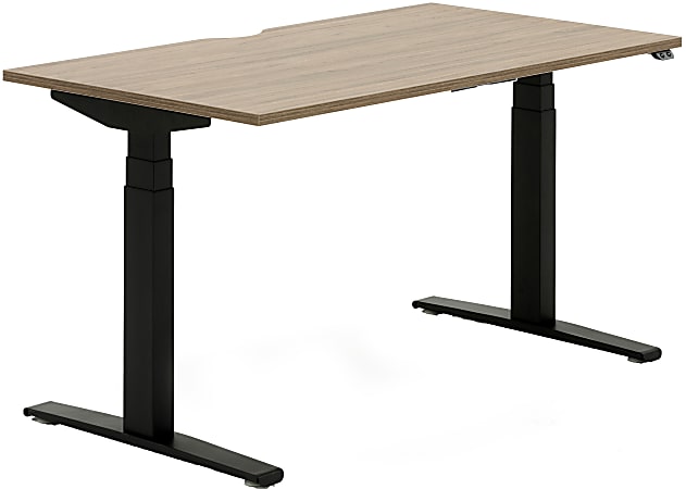 Allermuir Slide Electric Height-Adjustable Standing Desk, 29"H x 54"W x 24"D, Walnut/Black
