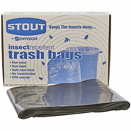 Stout Insect Repellent 30-Gal. Trash Liners, 10 Count, Black