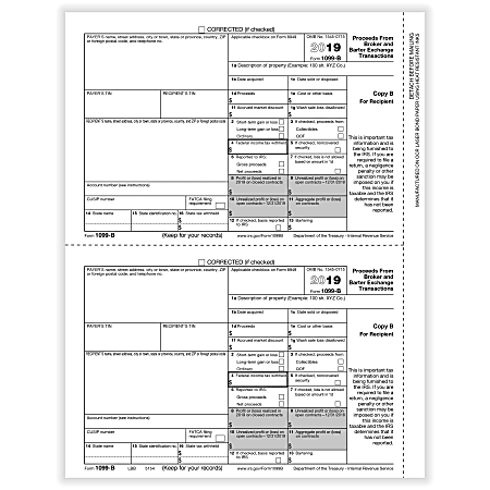 4-Part Office Depot Brand 1099-INT Laser Tax Forms and Envelopes Pack of 10 Forms 2019 Tax Year 8-1/2 x 11 