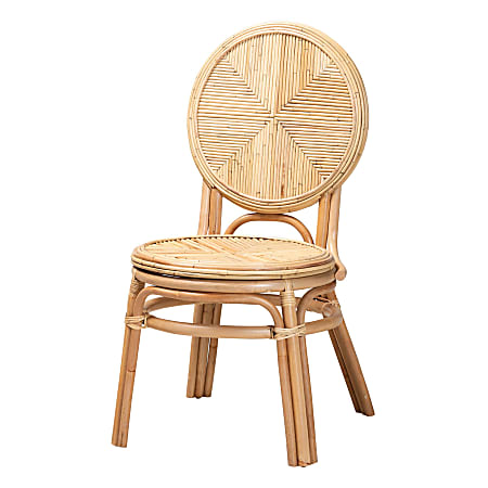 bali & pari Carita Modern Bohemian Rattan Dining Accent Chair, Natural Brown