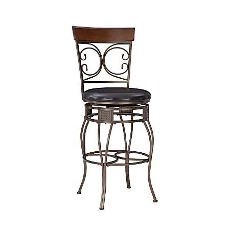 Powell Big & Tall Scroll Bar Stool, Brown/Bronze