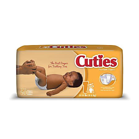 Cuties® Baby Diapers, Size 1, 8-14 Lb, Box Of 50