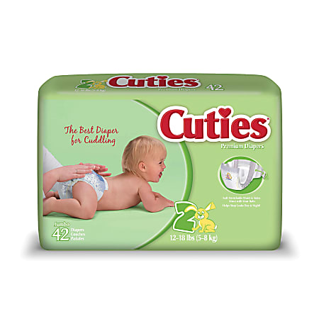Cuties® Baby Diapers, Size 2, 12-18 Lb, Box Of 42