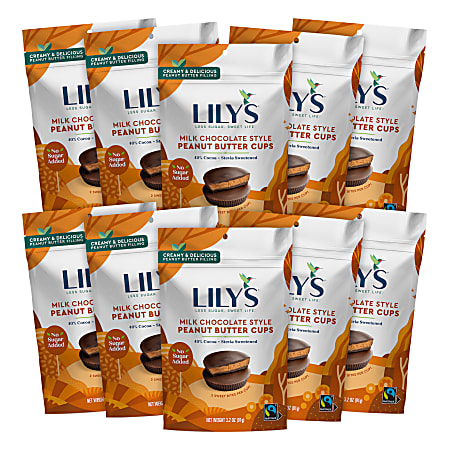 Lily's Milk Chocolate Peanut Butter Cups, 3.2 Oz, Pack Of 10 Cups