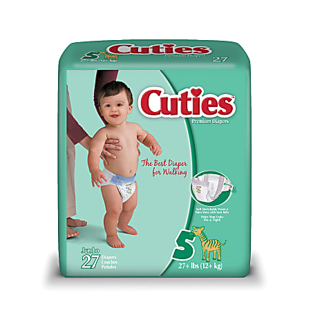Cuties® Baby Diapers, Size 5, 27+ Lb, Box Of 27