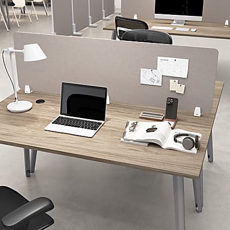 WorkPro® Motiva Desktop Privacy Screen, 18”H x 58”W x 2”D, Warm Beige, Standard Delivery