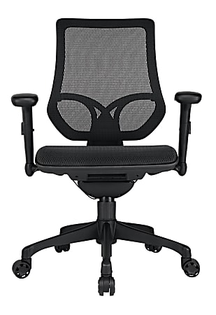 WorkPro Sentrix Ergonomic MeshMesh Mid Back Manager Chair Fixed Arms Black  BIFMA Compliant - Office Depot