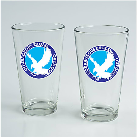 Custom Promotional Pint Glasses, 16 Oz, Assorted, Set Of 2 Glasses